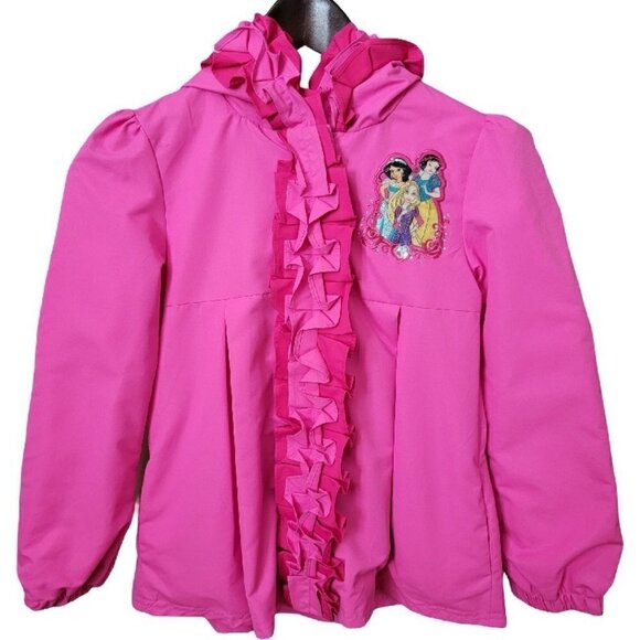 Disney Store Hooded Ruffle Pink Princess Jacket Size 7/8 - Picture 1 of 16